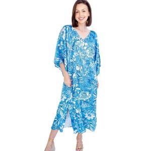 Solelia Goldie Maxi Dress - Blue Peony, Large Oversized, NWT